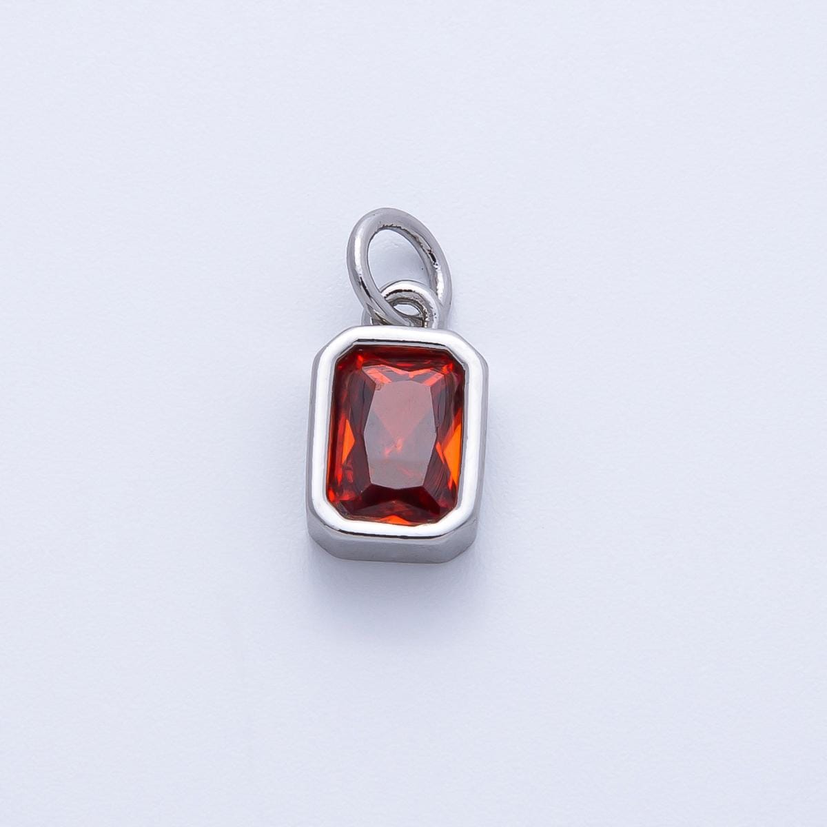 Emerald Cut Garnet Charm with Red Cubic Zirconia pendant dainty baguette jewelry for necklace earring bracelet diy supply | CHARMS-00261