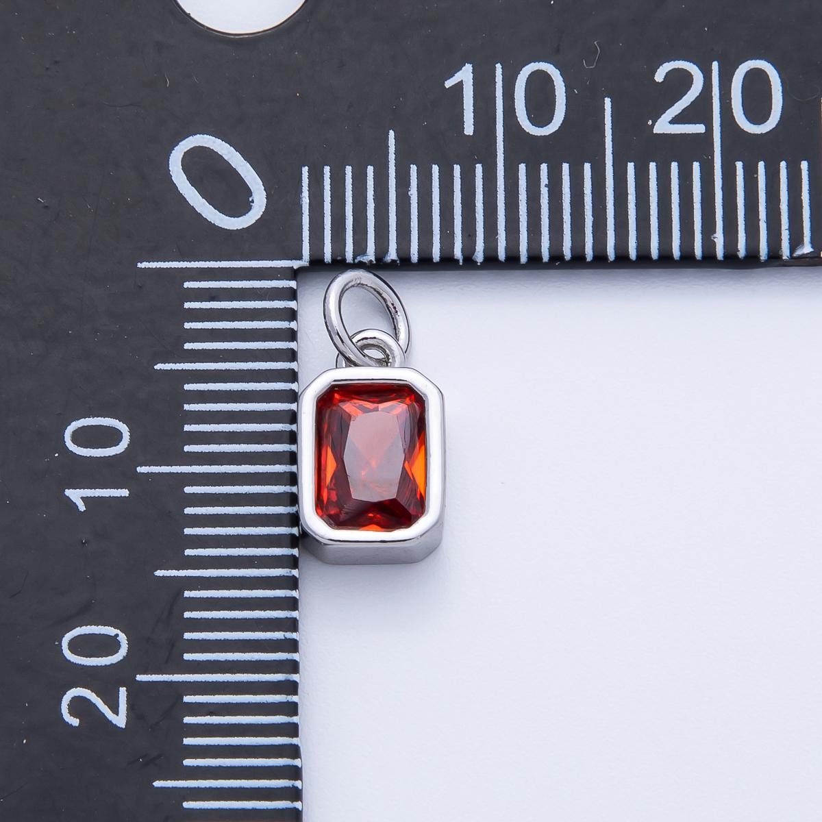 Emerald Cut Garnet Charm with Red Cubic Zirconia pendant dainty baguette jewelry for necklace earring bracelet diy supply | CHARMS-00261