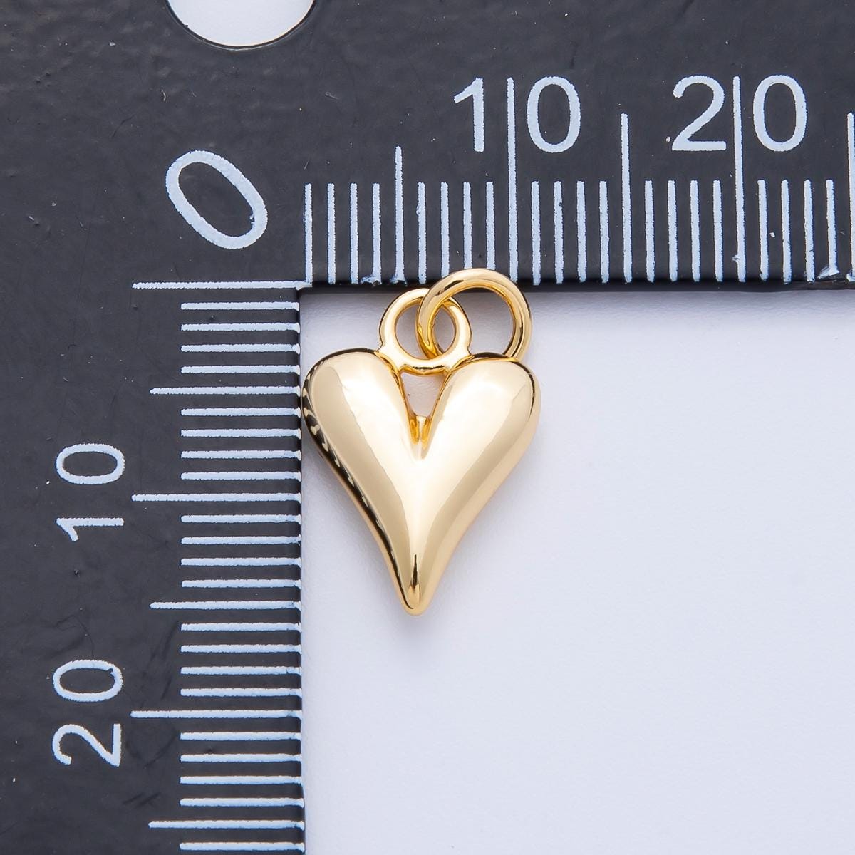 16k gold filled dainty puffy heart charm shiny elongated love pendant minimalist diy jewelry supply for necklace earring | CHARMS-00263