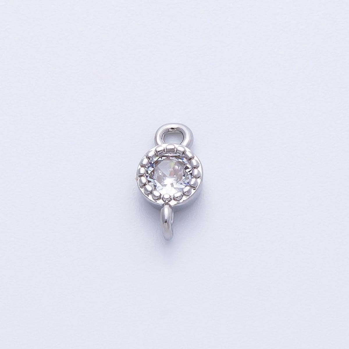 18K Gold Filled 5mm Clear CZ Round Connector in Gold & Silver Sparkly Dotted Pendant for Necklace Bracelet Making Supply | Connectors-00014