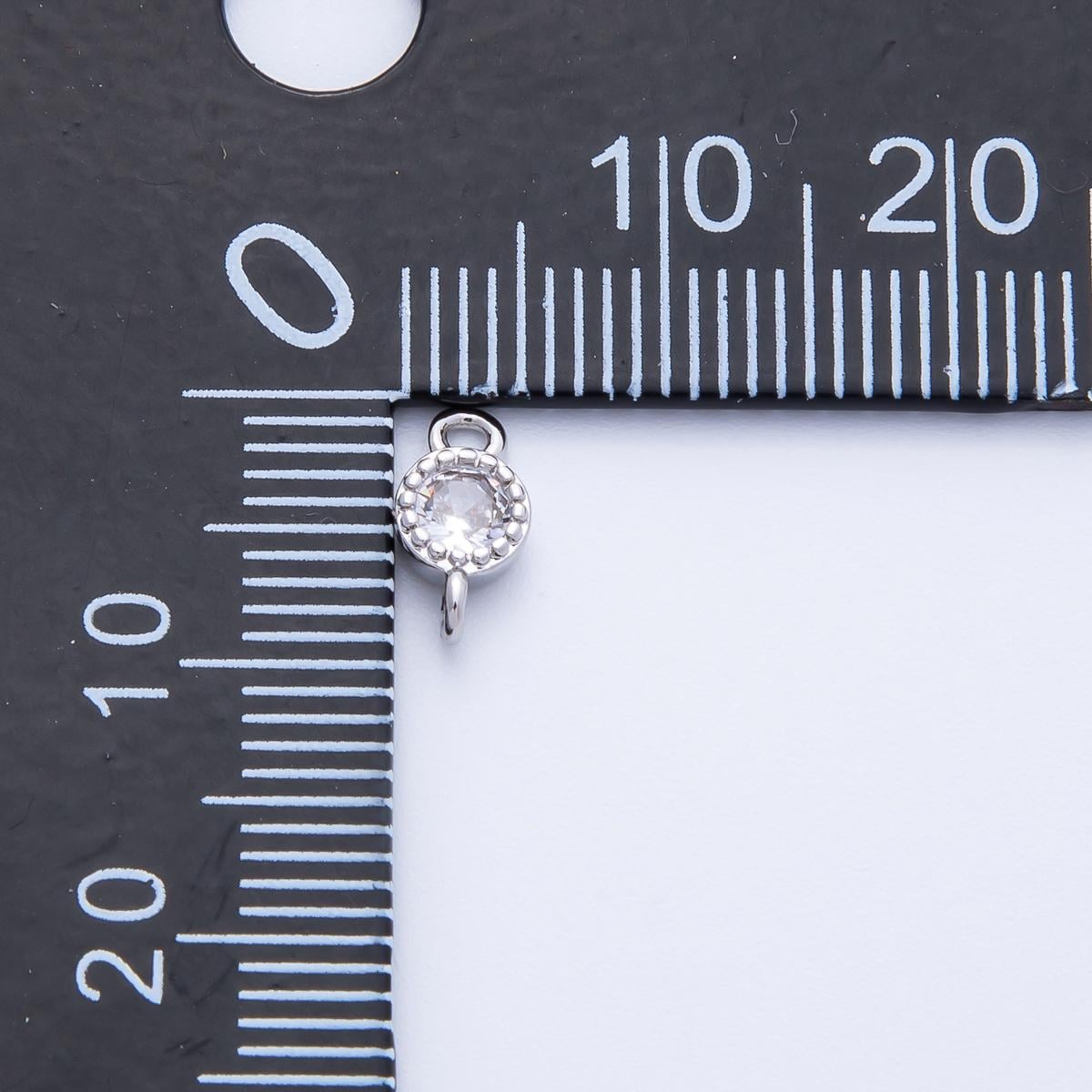 18K Gold Filled 5mm Clear CZ Round Connector in Gold & Silver Sparkly Dotted Pendant for Necklace Bracelet Making Supply | Connectors-00014