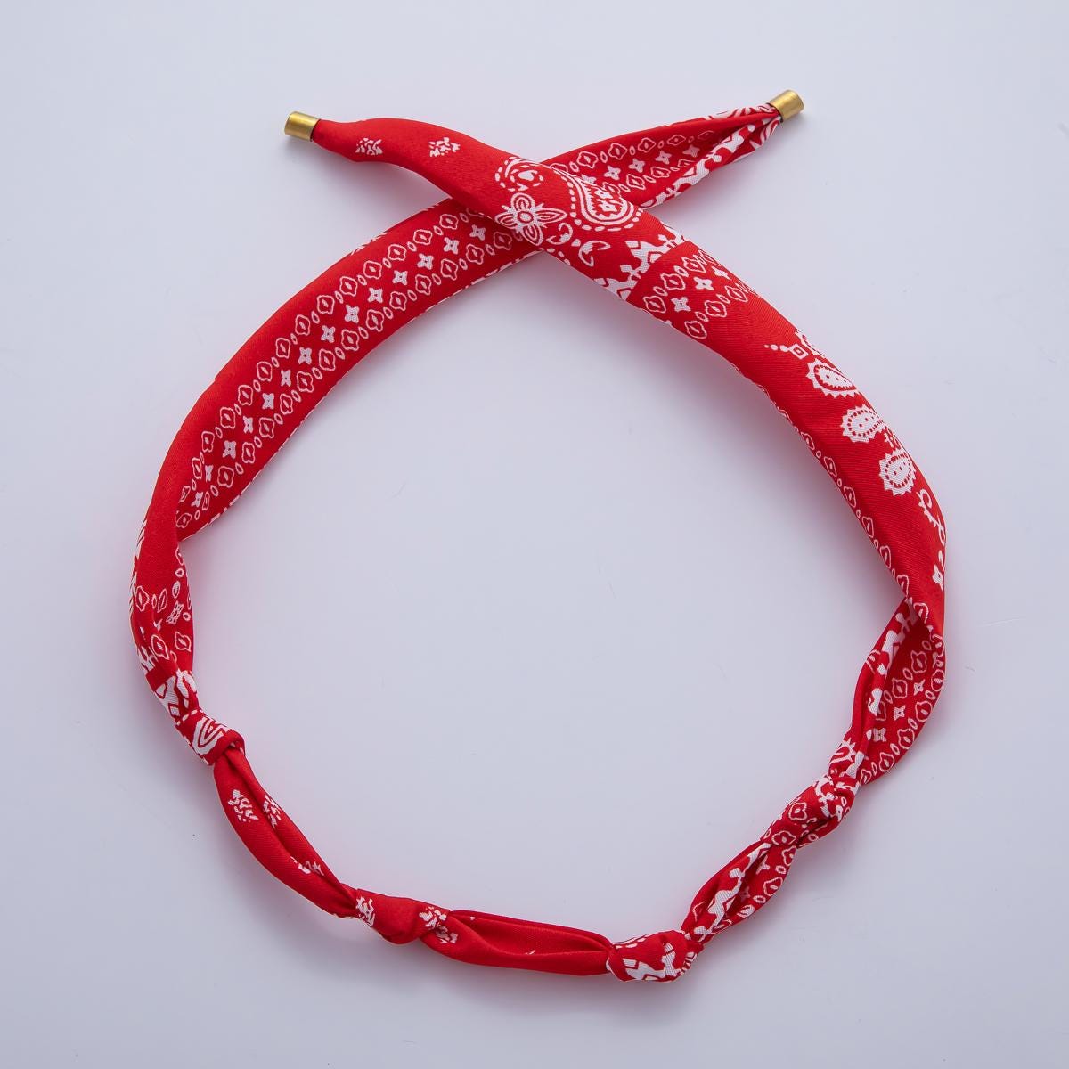 Gold Stainless Steel 25mm Red Blue Green Handmade Bandana Scarf Necklace Twisted Cotton Supply Boho DIY Jewelry Making | WA-04029