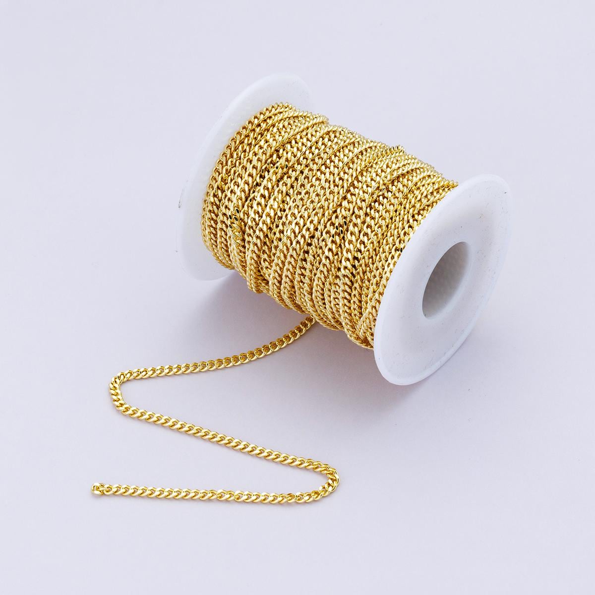 16k Gold Filled Cuban Link Chain by Yard Wholesale Bulk Dainty Gold Layering DIY Jewelry Supply for Necklace Bracelet Making | ROLL-01863
