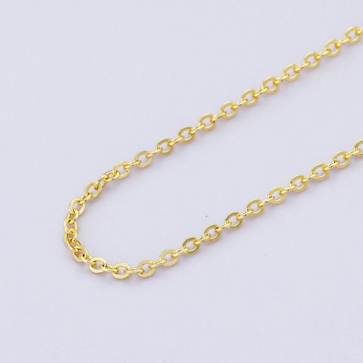 24k Gold Filled Rolo Cable Link Chain by Yard Wholesale Bulk Minimalist Stacking DIY Jewelry Supply Necklace Bracelet Making | ROLL-01864