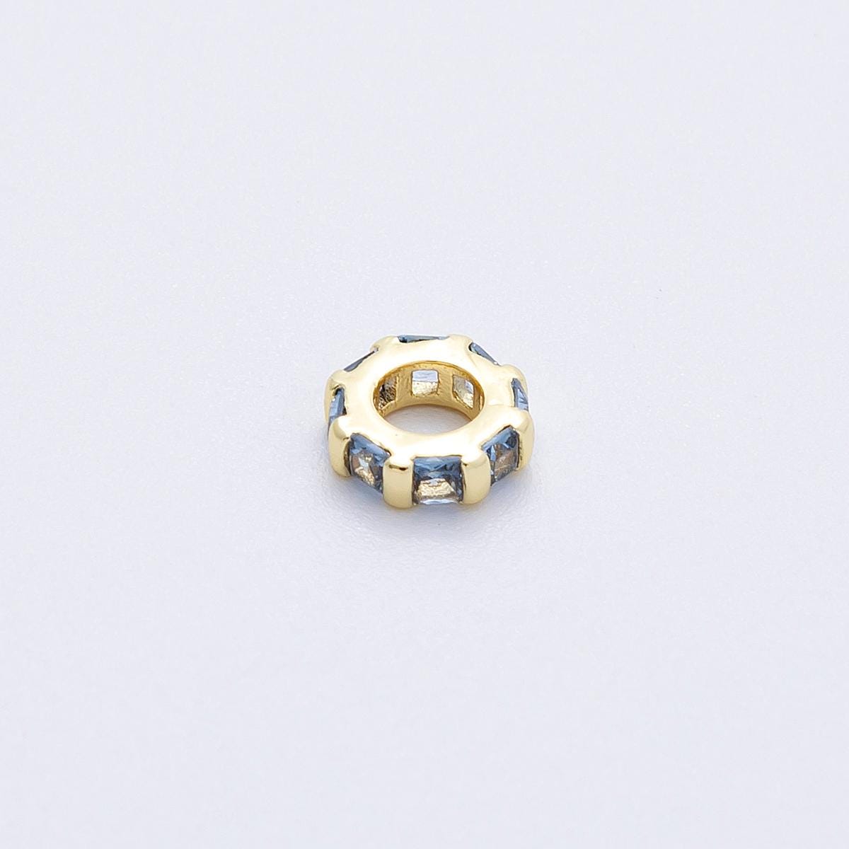 16k Gold Filled 7.7mm multicolor birthstone CZ rondelle spacer beads DIY Jewelry Making Supply for custom bracelet necklace | BEADS-00152