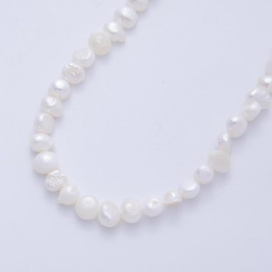 7mm White Button Freshwater Pearl Strand Finding Wholesale Pearl Beads DIY Jewelry Making Supply for necklace and bracelet | WA-04186