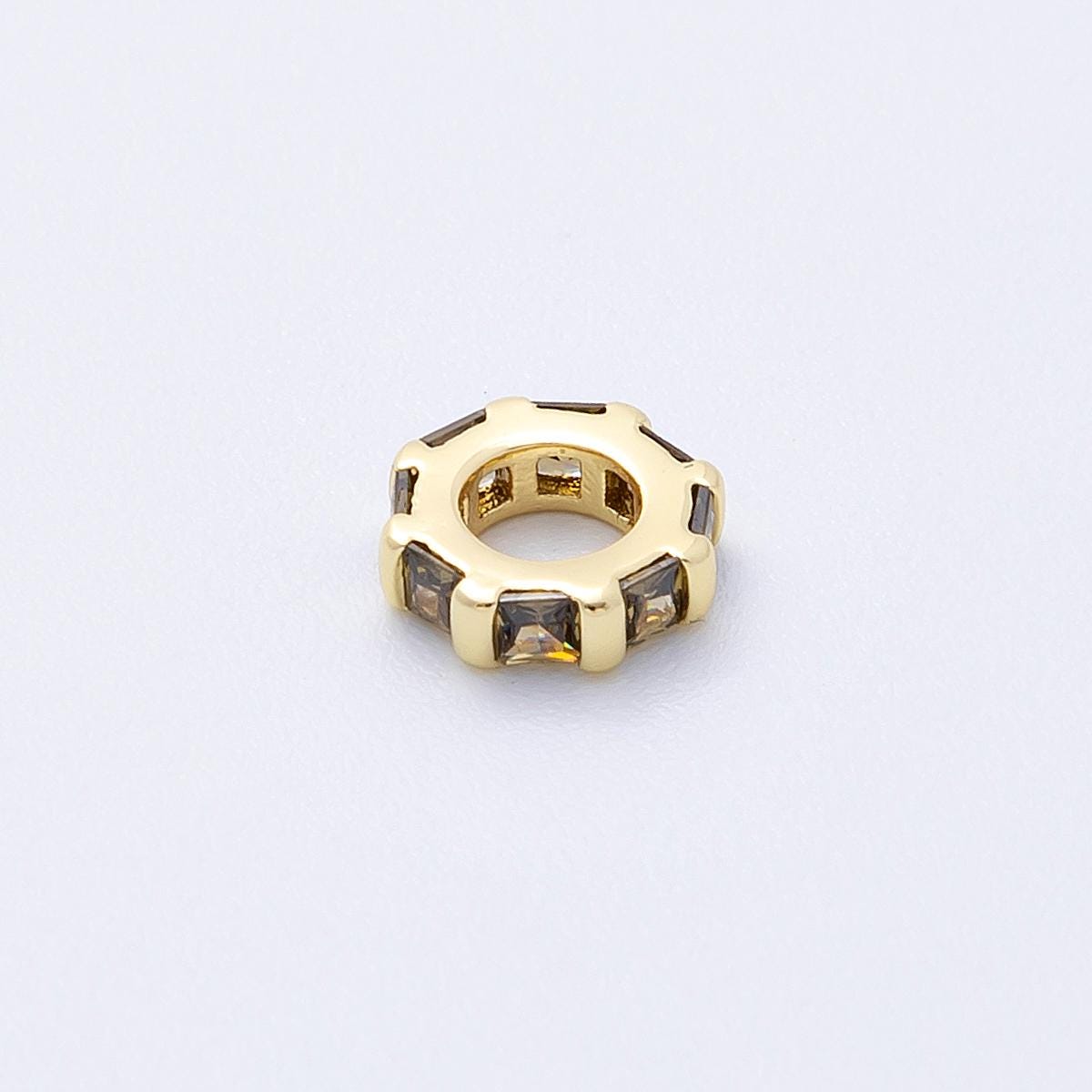 16k Gold Filled 7.7mm multicolor birthstone CZ rondelle spacer beads DIY Jewelry Making Supply for custom bracelet necklace | BEADS-00152