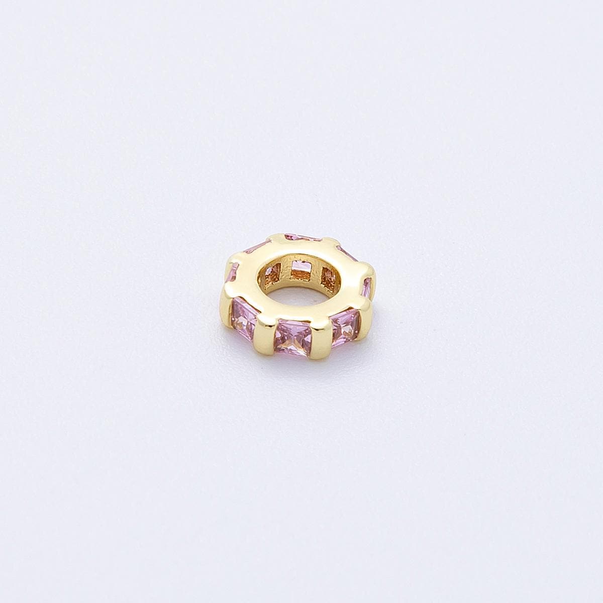 16k Gold Filled 7.7mm multicolor birthstone CZ rondelle spacer beads DIY Jewelry Making Supply for custom bracelet necklace | BEADS-00152