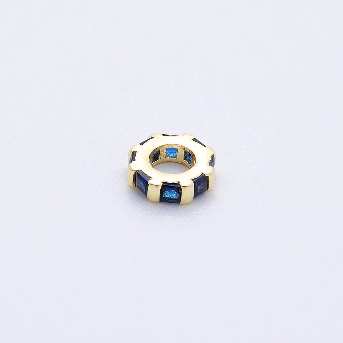 16k Gold Filled 7.7mm multicolor birthstone CZ rondelle spacer beads DIY Jewelry Making Supply for custom bracelet necklace | BEADS-00152