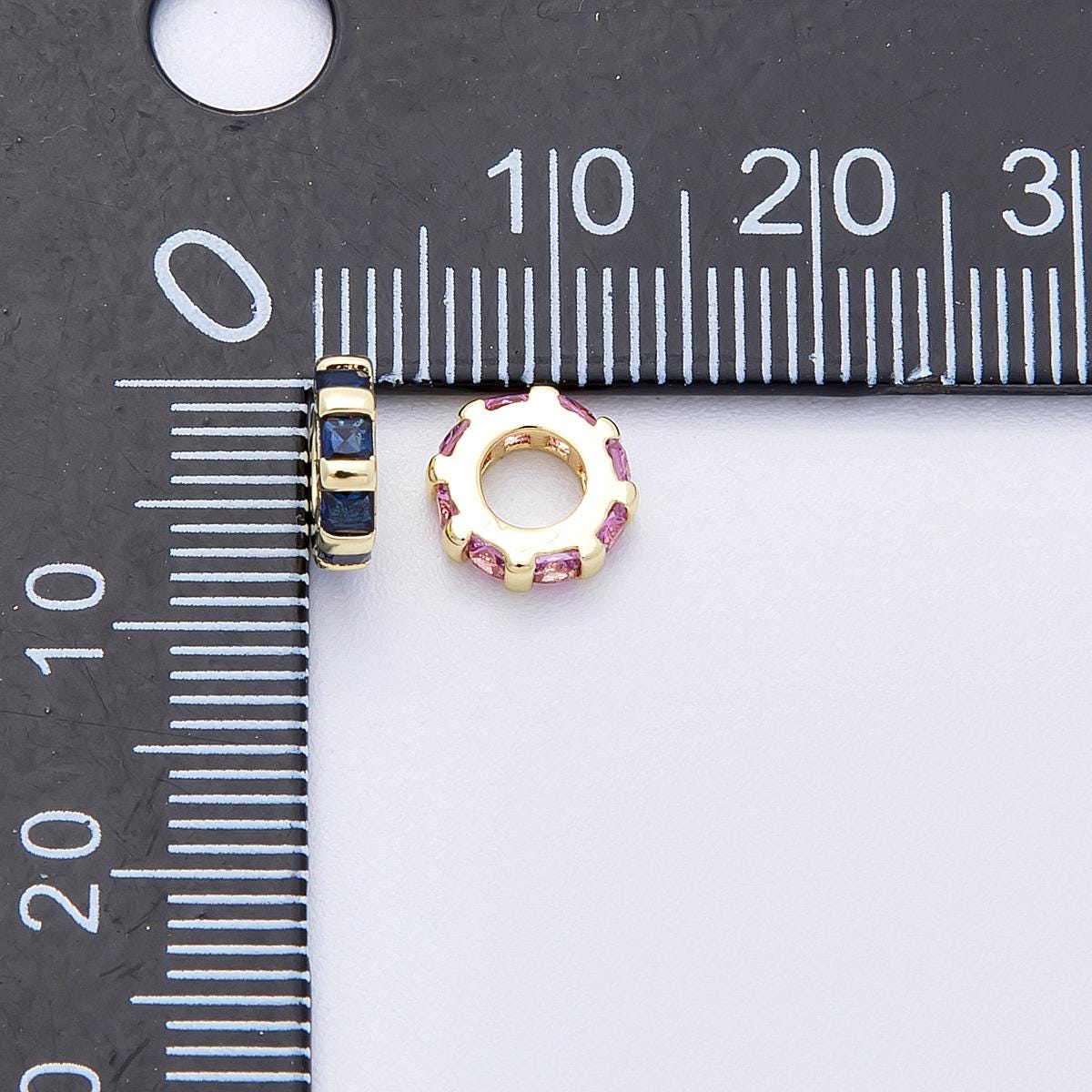 16k Gold Filled 7.7mm multicolor birthstone CZ rondelle spacer beads DIY Jewelry Making Supply for custom bracelet necklace | BEADS-00152