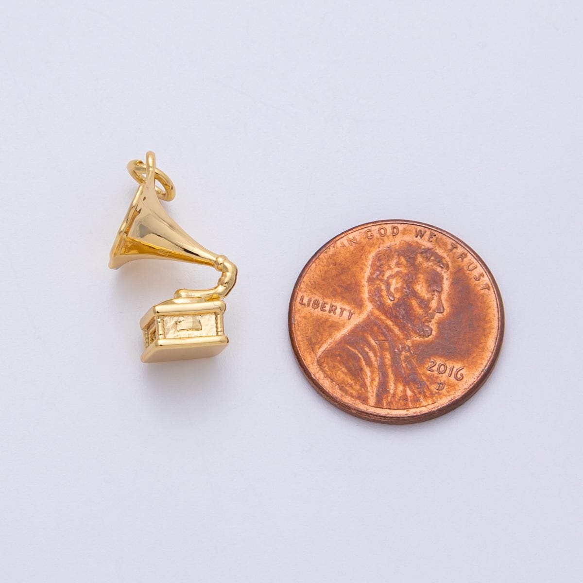 18K Gold Filled 18.5mm 3D Multidimensional Music Gramophone Vinyl Record Player Musical DIY Jewelry Supplies Phonograph | Charms-00293