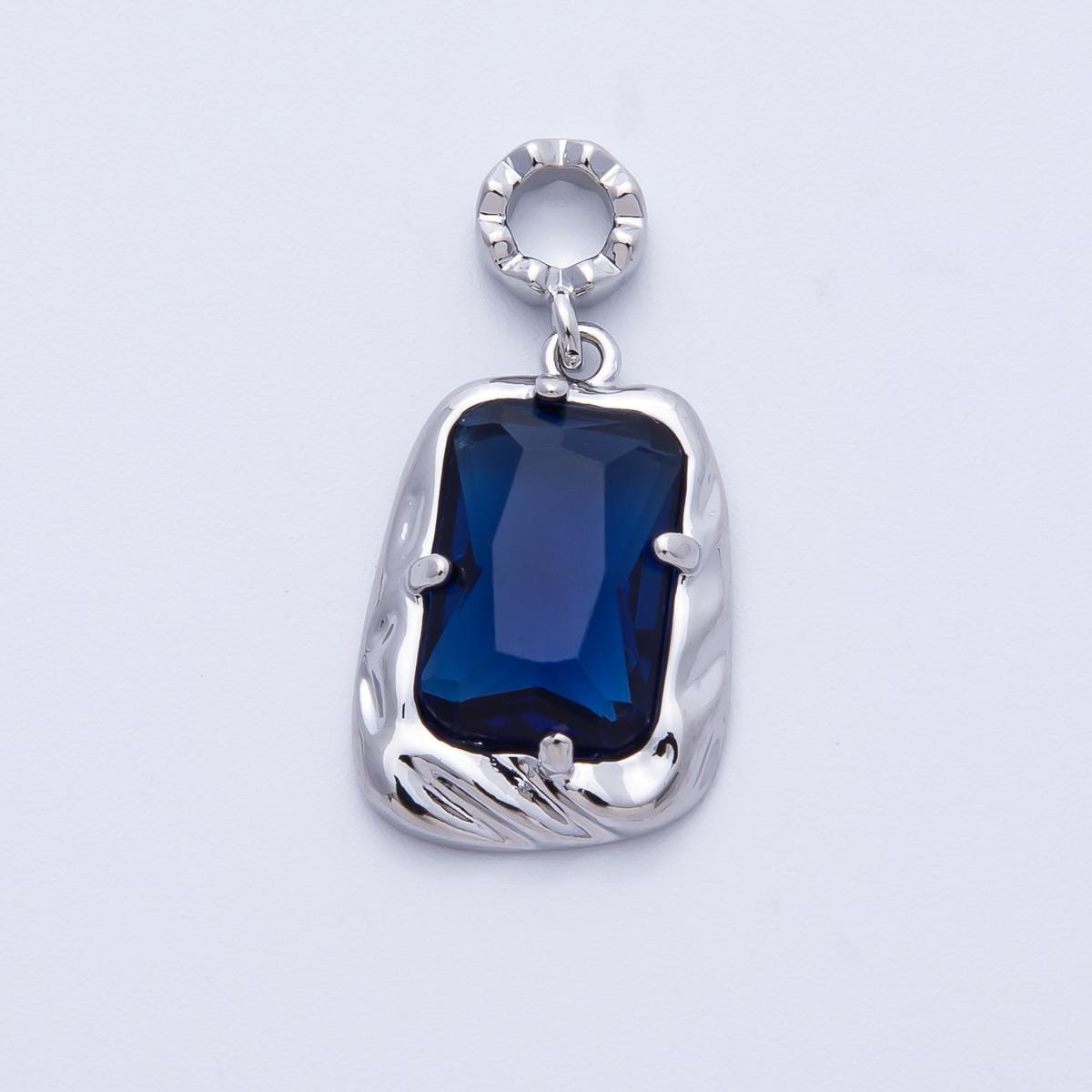 18k gold filled and silver large emerald cut birthstone pendant charm rectangle gemstone personalized jewelry supply necklace | CHARMS-00267