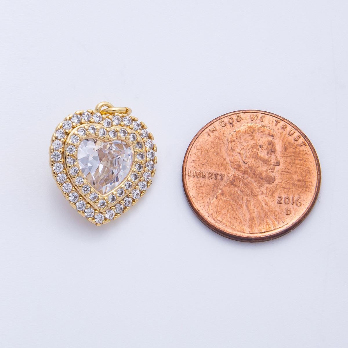 18k Gold Filled & Silver Dainty Heart Birthstone Charm Sparkle Micro Pave CZ Halo Pendant Personalized Valentine's Gift Her | CHARMS-00303