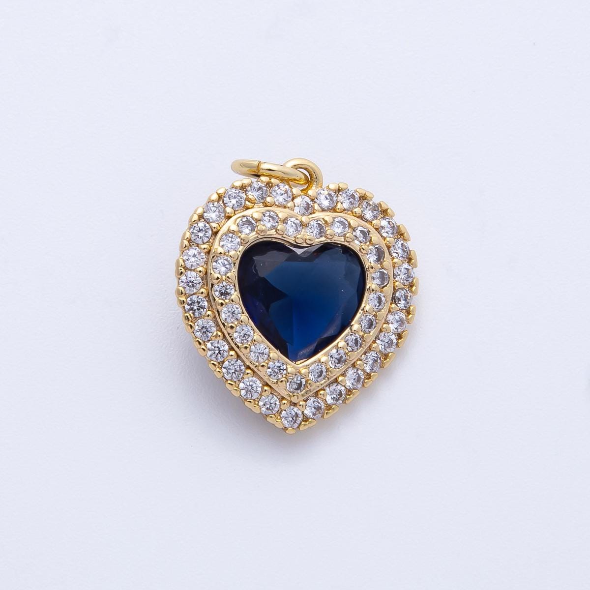 18k Gold Filled & Silver Dainty Heart Birthstone Charm Sparkle Micro Pave CZ Halo Pendant Personalized Valentine's Gift Her | CHARMS-00303
