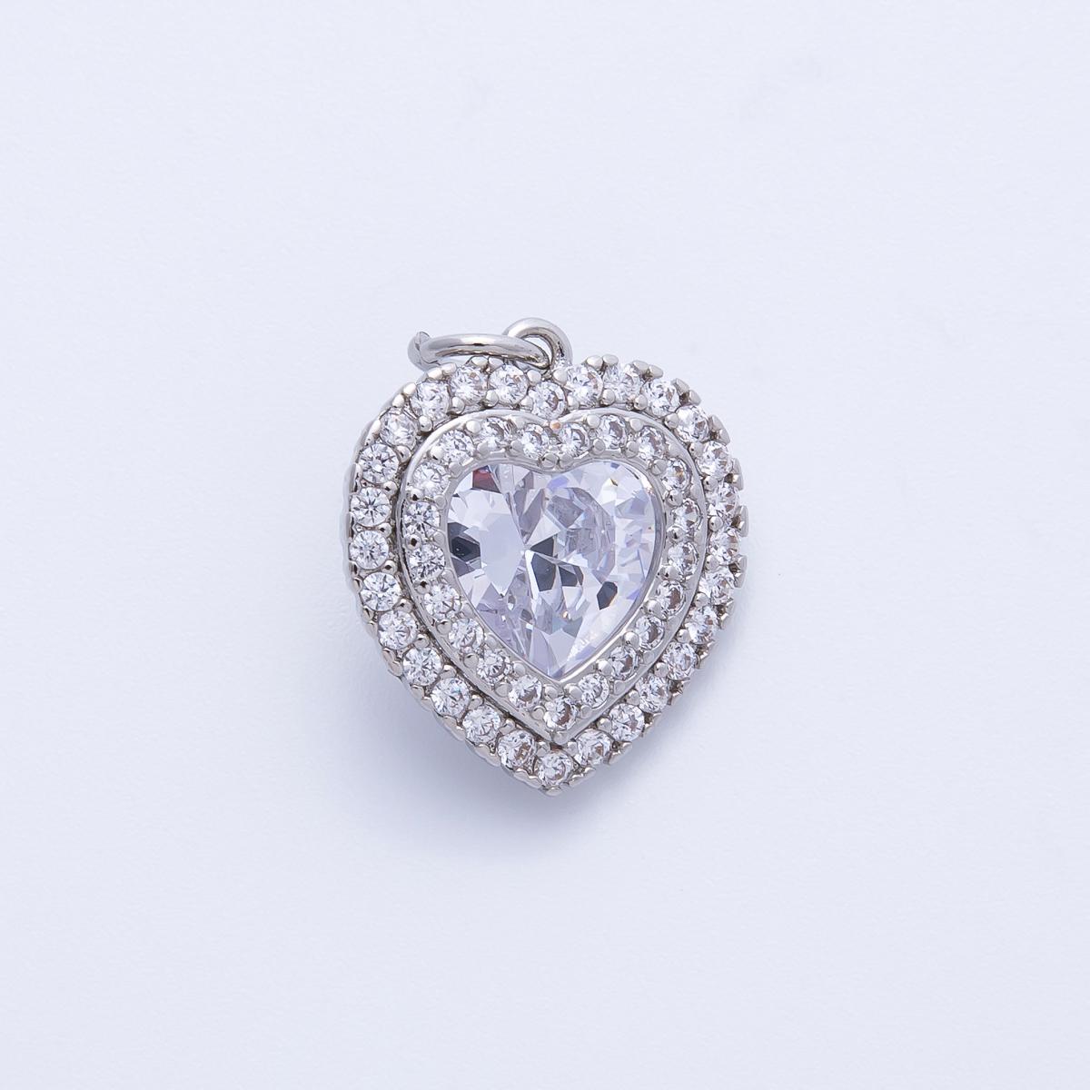 18k Gold Filled & Silver Dainty Heart Birthstone Charm Sparkle Micro Pave CZ Halo Pendant Personalized Valentine's Gift Her | CHARMS-00303