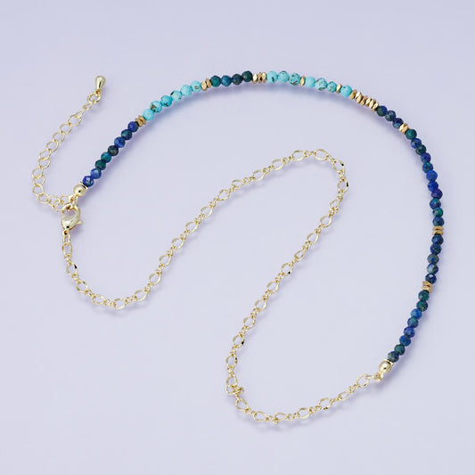 Handcrafted Dark Blue Glass Beaded Bracelet for Summer Jewelry Handmade Gift Idea 16.2 inch Long with 2 inch extender for her | WA-04203
