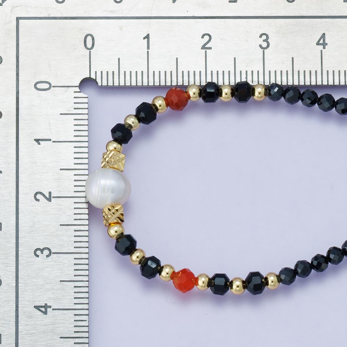 24K Gold Filled Handmade Shell Black Multifaceted Crystal Gemstone Necklace 16 inch + 2 inch extender trendy jewelry gift for her | WA-04205