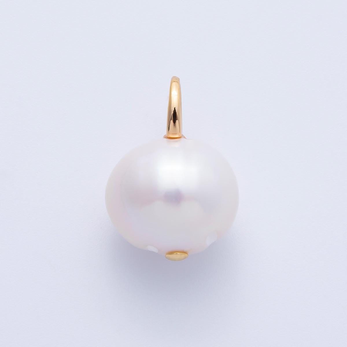 18k Gold Filled Freshwater Pearl Pendant 20mm Dainty Floating Pearl Charm Minimalist Bridesmaid Gift Necklace Component | CHARMS-00323
