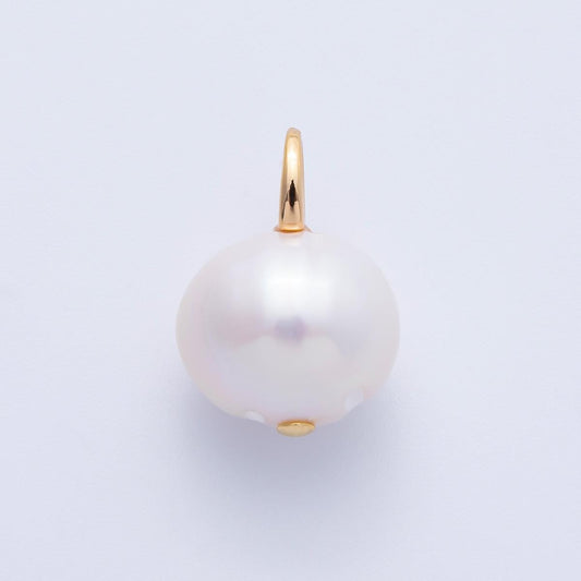 18k Gold Filled Freshwater Pearl Pendant 20mm Dainty Floating Pearl Charm Minimalist Bridesmaid Gift Necklace Component | CHARMS-00323