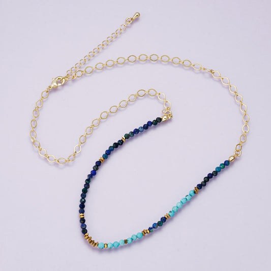 Handcrafted 3.3mm Lapis Lazuli Turquoise Necklace for Summer Jewelry Handmade Gift Idea 18 inch Long with 2 inch extender for her | WA-04229
