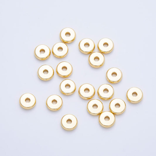 50x 16k Gold Filled Smooth Flat Round Beads 6.8mm x 2mm Minimalist Rondelle Spacer Findings DIY Jewelry for Necklace Bracelet | BEADS-00138
