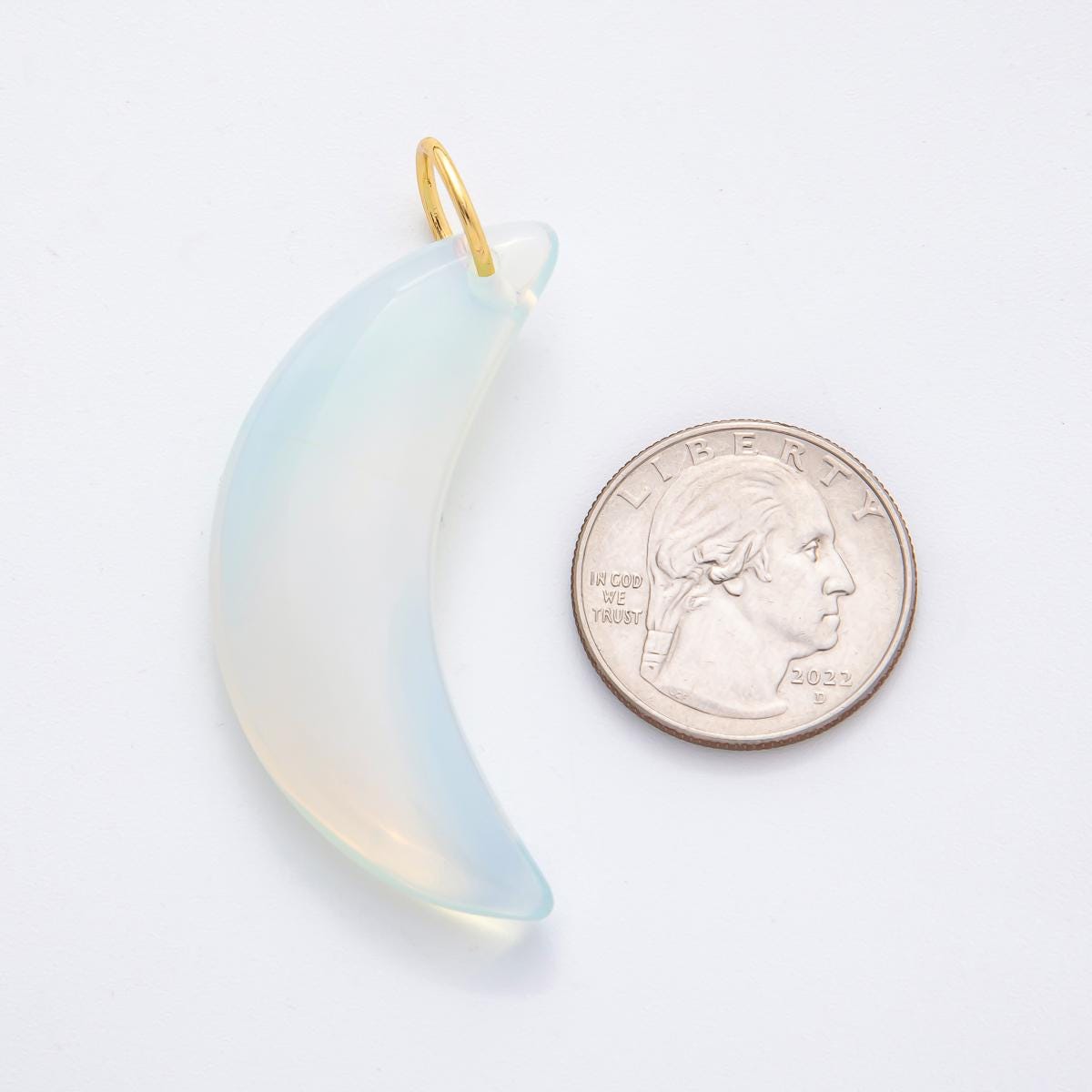 18k gold filled Crescent Moon Green aventurine, Agate, Opal, Quartz charm Big Celestial Pendant Charm | N-412
