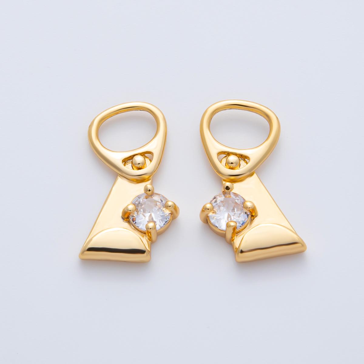 18K Gold Filled 21mm Clear CZ Abstract Geometric Soda Tab Pendant Streetwear Jewelry Finding Quirky DIY Supply for necklace | Charms-00336