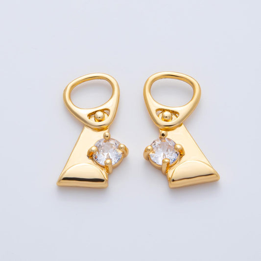 18K Gold Filled 21mm Clear CZ Abstract Geometric Soda Tab Pendant Streetwear Jewelry Finding Quirky DIY Supply for necklace | Charms-00336