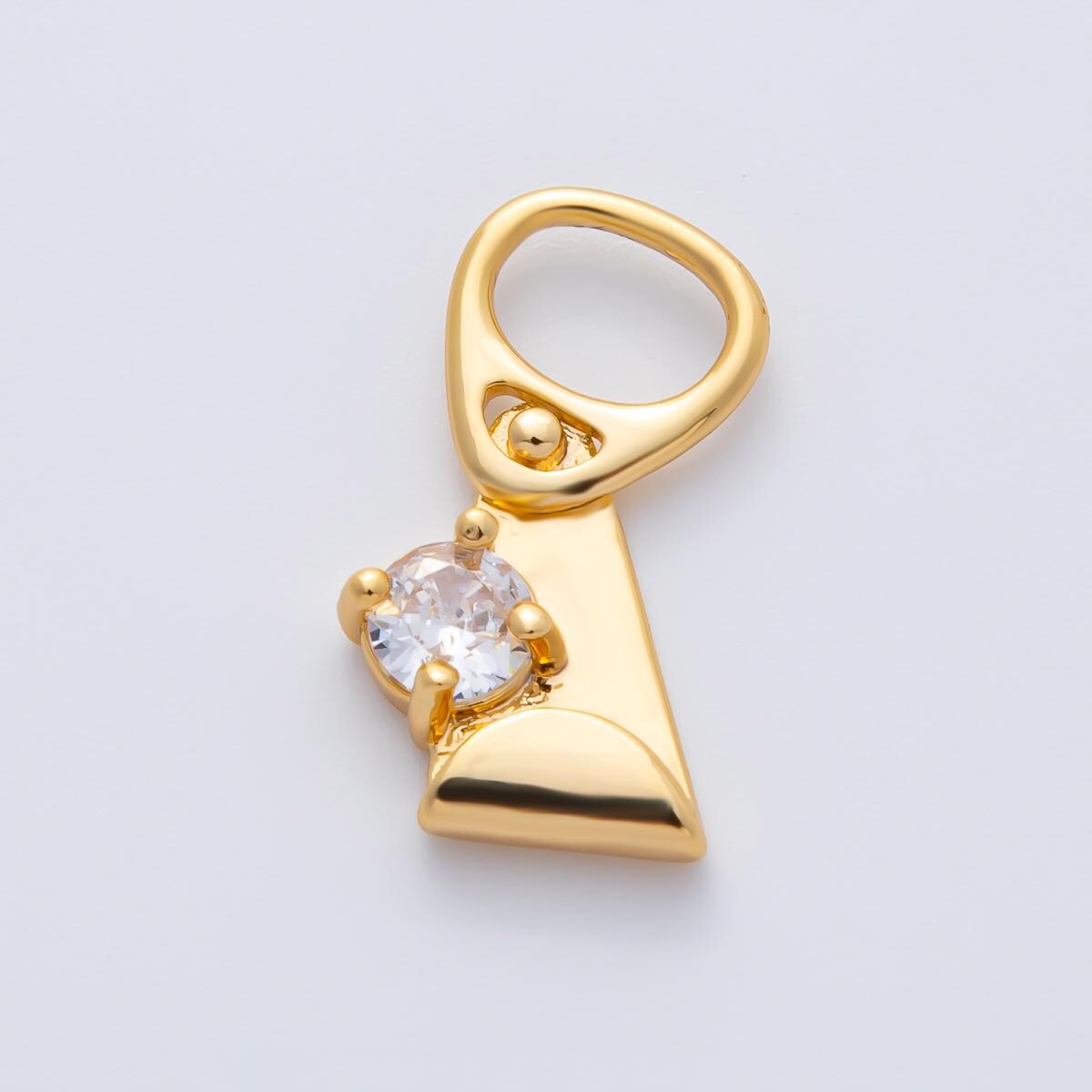 18K Gold Filled 21mm Clear CZ Abstract Geometric Soda Tab Pendant Streetwear Jewelry Finding Quirky DIY Supply for necklace | Charms-00336