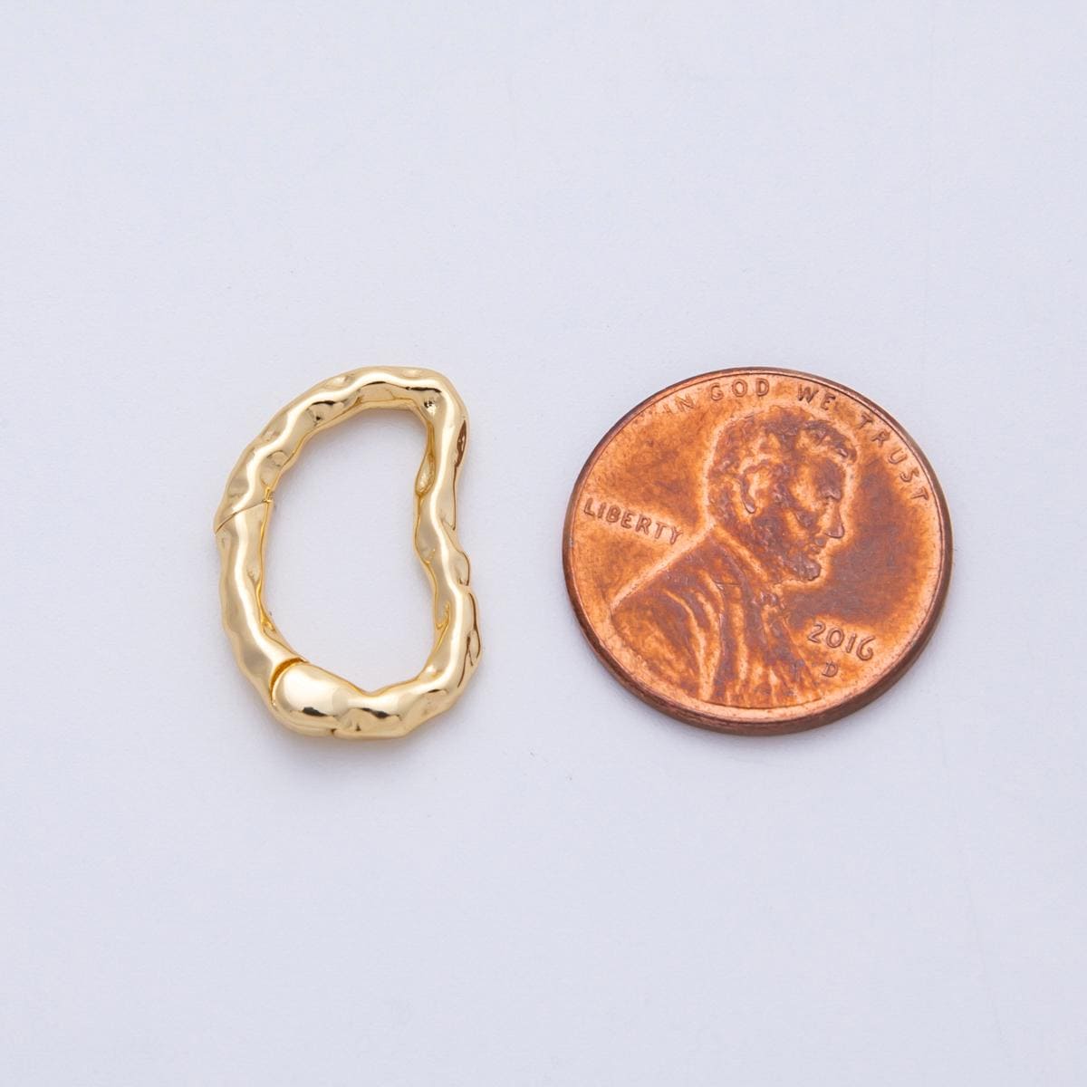 18K Gold Filled 20mm Hammered Irregular Push Gate Clasp Closure Textured Luxury Charm Holder Artisan Fine Jewelry Findings | FINDINGS-00062