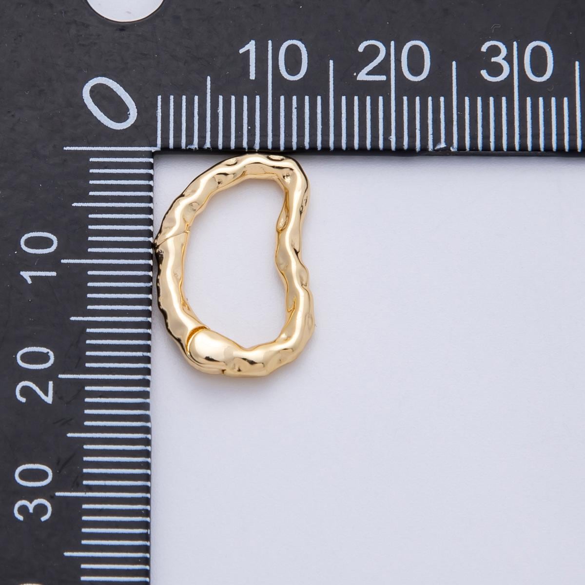 18K Gold Filled 20mm Hammered Irregular Push Gate Clasp Closure Textured Luxury Charm Holder Artisan Fine Jewelry Findings | FINDINGS-00062