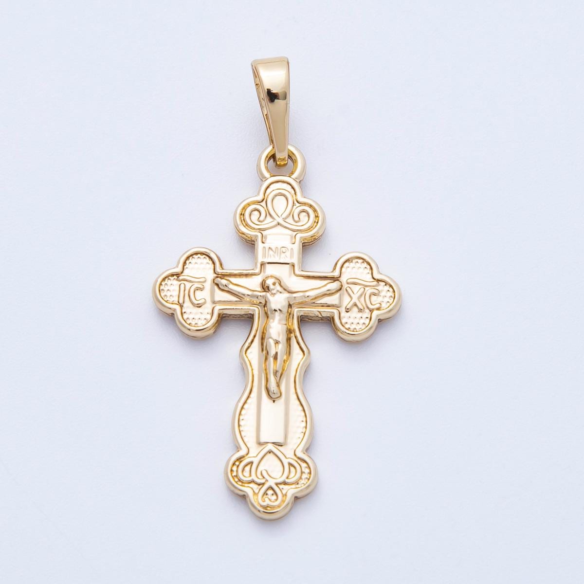16k Gold Filled 29mm Eastern Orthodox Cross Crucifix Pendant INRI Religious Traditional Christian Gift Jewelry Making Supply | CHARMS-00210