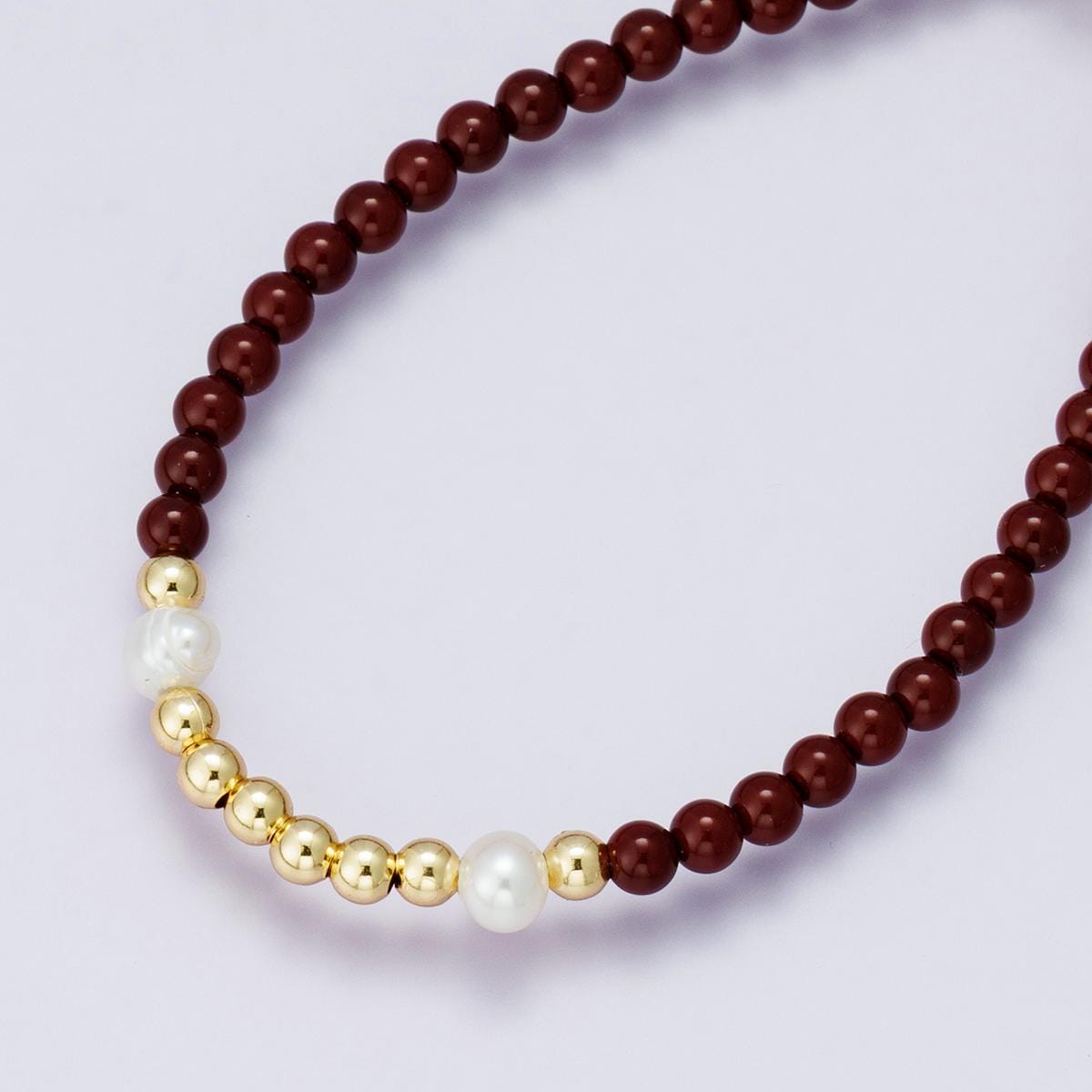 24K Gold Filled Shell Pearl Bead Carnelian Gemstone Handcrafted Red Beaded Necklace for Summer Jewelry Handmade Gift 18 inch | WA-04209