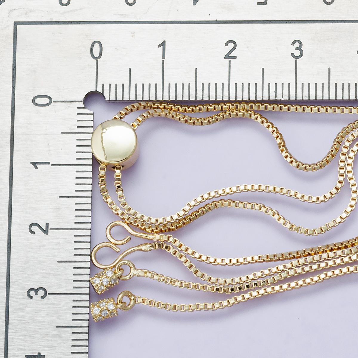 Adjustable box gold chain 14k gold filled slider necklace 19.5inch blank half finished adjustable jewelry making supply | WA-04200