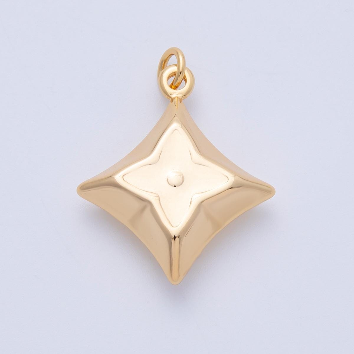 18K Gold Filled 29.5mm Flower Star Chubby Multidimensional Charm Puffy North Star Pendant 3D Sculptural Compass Gift for Her | Charms-00331