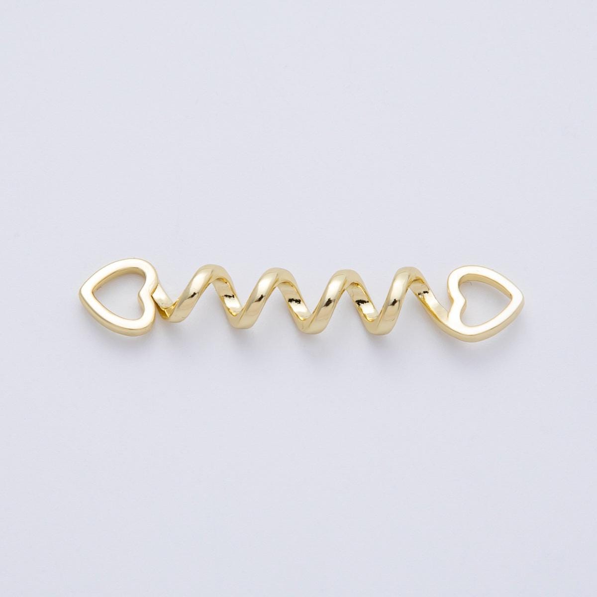 16K Gold Filled 44mm Minimalist Open Heart Spiral Connector Twisted Helix Charm Link Unique DIY Jewelry Component Gift | Findings-00065