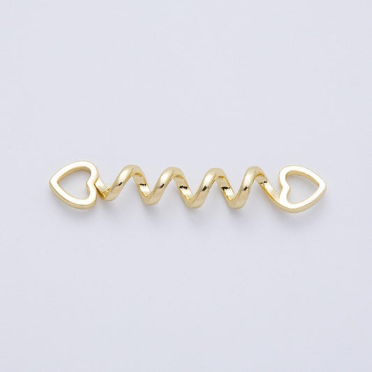 16K Gold Filled 44mm Minimalist Open Heart Spiral Connector Twisted Helix Charm Link Unique DIY Jewelry Component Gift | Findings-00065