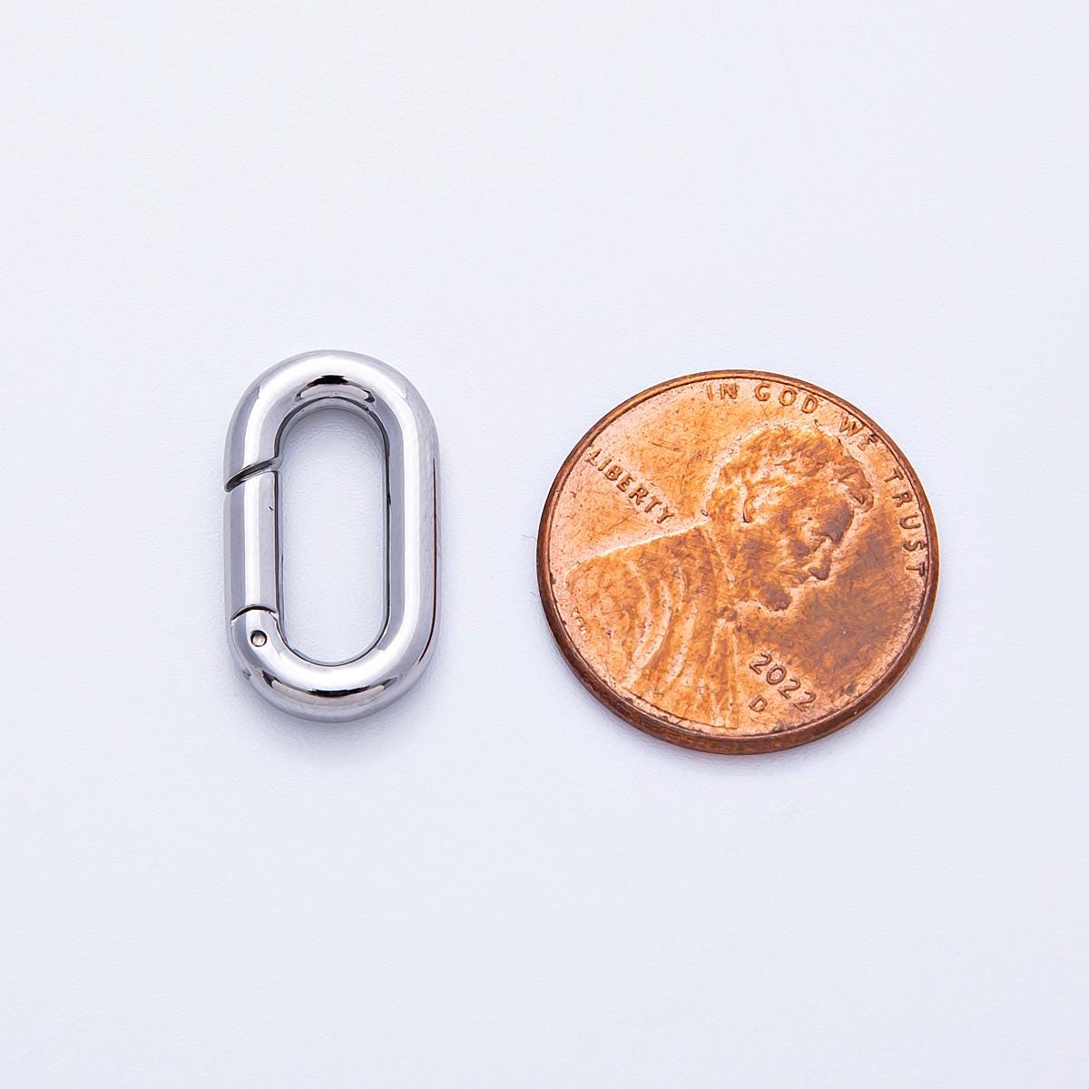 Stainless Steel 18.3mm & 22.6mm High-Polish Silver Oval Carabiner Clasp Minimalist Charm Connector for DIY Modern Jewelry | FINDINGS-00076