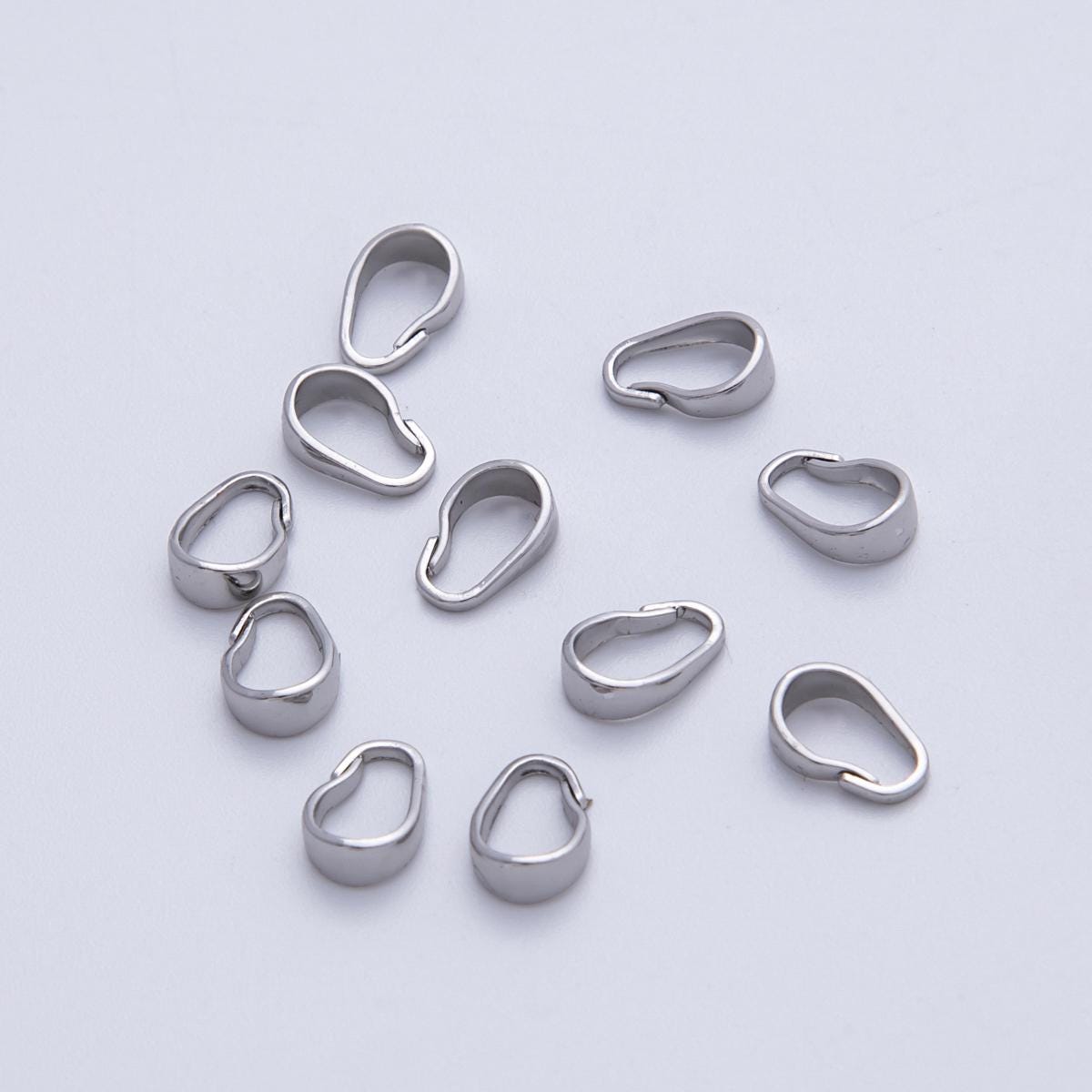 Gold Filled 8mm x 5.3mm Minimalist Bail Jewelry Findings Silver Teardrop Pinch Clasps for diy necklace and bracelet making | Findings-00055