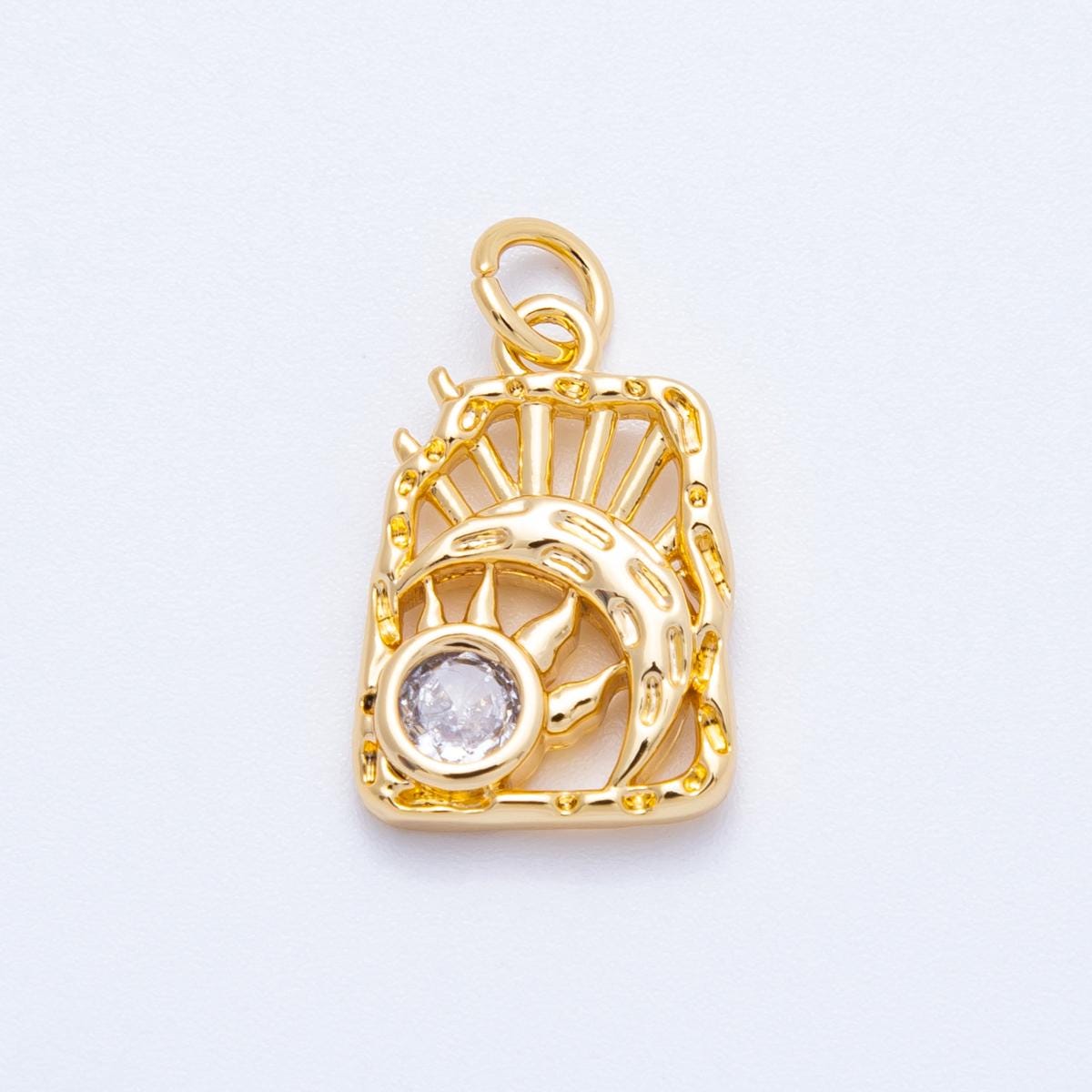 18k gold filled moon charms ,cubic moon pendants, celestial charm, medallion charm, moon and star pendant Charms-00348