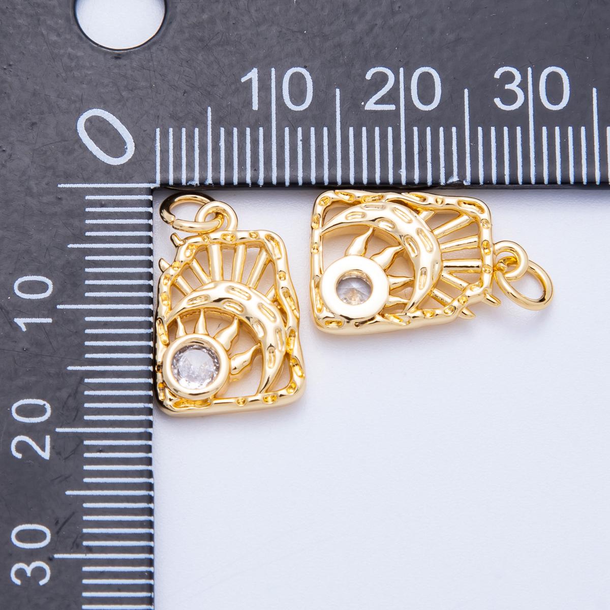 18k gold filled moon charms ,cubic moon pendants, celestial charm, medallion charm, moon and star pendant Charms-00348