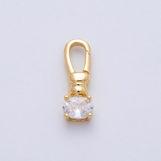 18K Gold Filled 20mm Clear CZ Push Gate Clasp Closure Jewelry Finding component Connector for necklace & bracelet making | Findings-00052