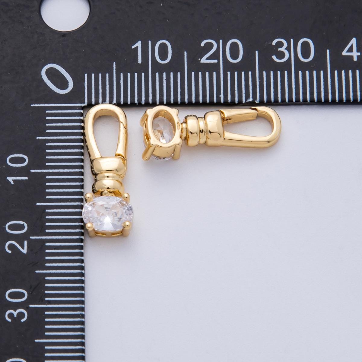 18K Gold Filled 20mm Clear CZ Push Gate Clasp Closure Jewelry Finding component Connector for necklace & bracelet making | Findings-00052