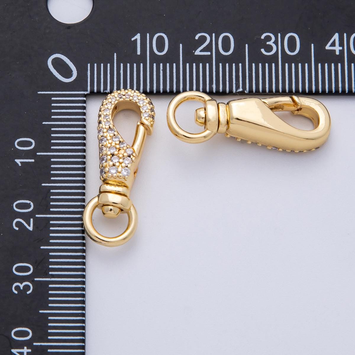 18K Gold Filled 25mm Micro Paved CZ Swivel Oblong Push Gate Clasp Closure Jewelry component for necklace and bracelet | Findings-00053
