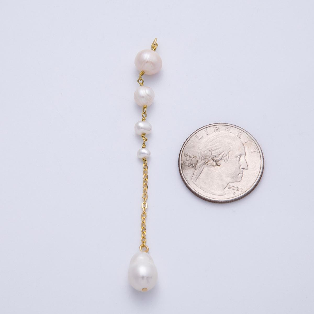 16k Long Baroque Pearl drop charm for custom earrings 78mm dangle faux pearl for bridal jewelry minimalist gift for her | CHARMS-00333