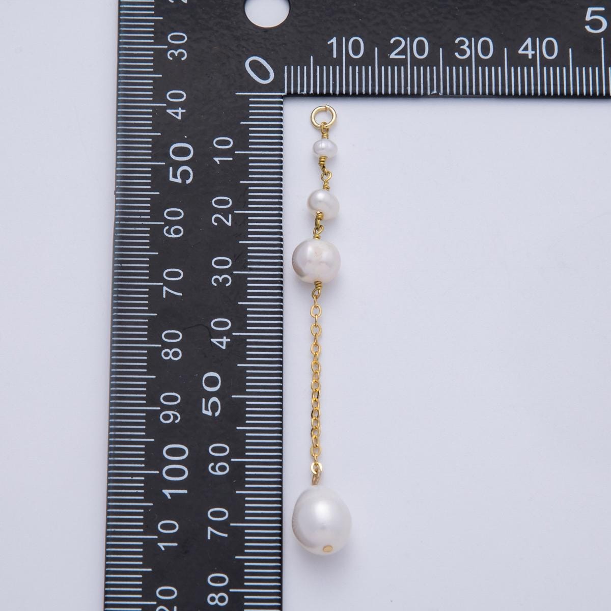 16k Long Baroque Pearl drop charm for custom earrings 75mm white dangle for bridal jewelry minimalist gift for her diy supply | CHARMS-00335