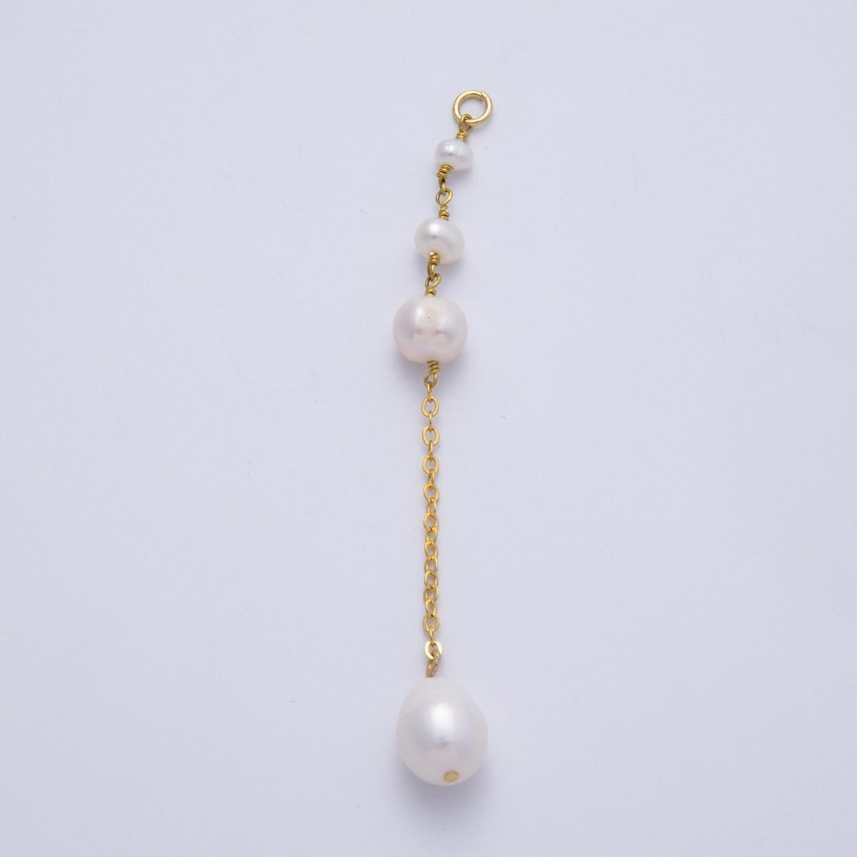 16k Long Baroque Pearl drop charm for custom earrings 75mm white dangle for bridal jewelry minimalist gift for her diy supply | CHARMS-00335