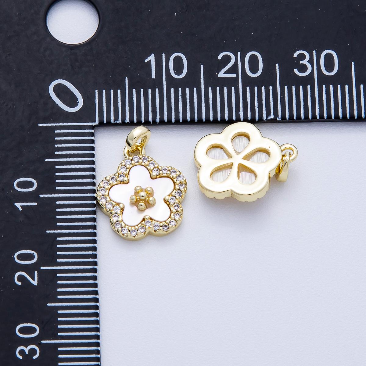 18k gold filled White Pearl sakura flower Charm Pendant Dainty charm | CHARM-00427