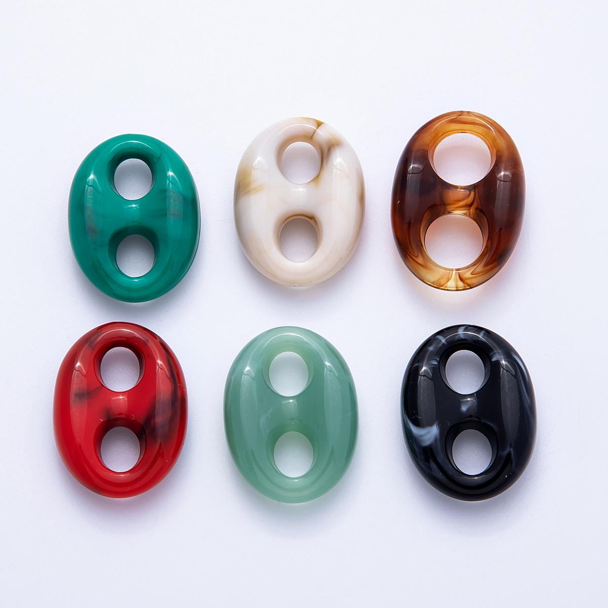 Retro Acrylic Button Bead Connectors 30.4mm Marbled Double Hole Links for Jewelry Making Scarf Rings Earrings DIY Supplies | FINDINGS-00066