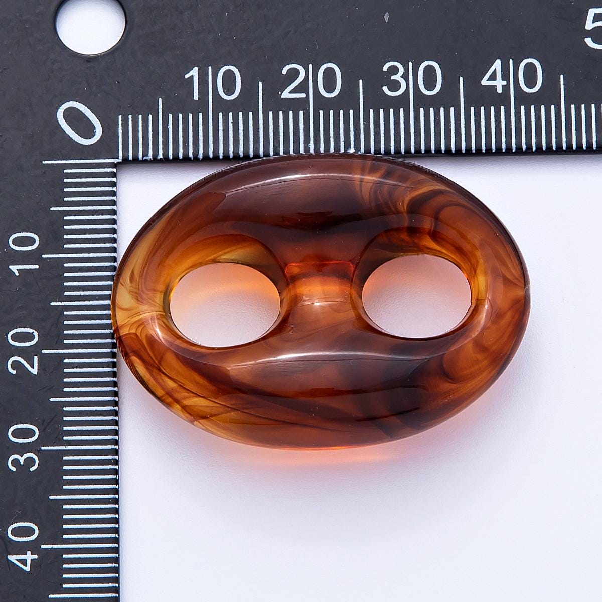 Retro Acrylic Button Bead Connectors 40.9mm Marbled Double Hole Links for Jewelry Making Scarf Rings Earrings DIY Supplies | FINDINGS-00072